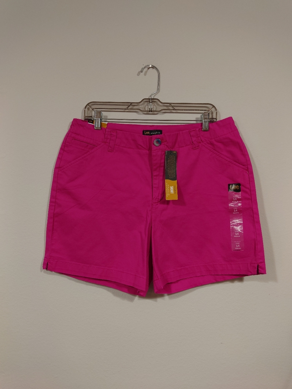Lee Hot Pink Straight Fit Shorts NWT Size 14